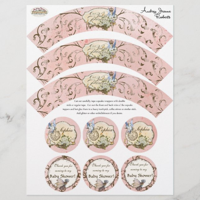 Flyer Nossa Princesa Faerie, Chá de fraldas Cupcake Wrap (Frente)