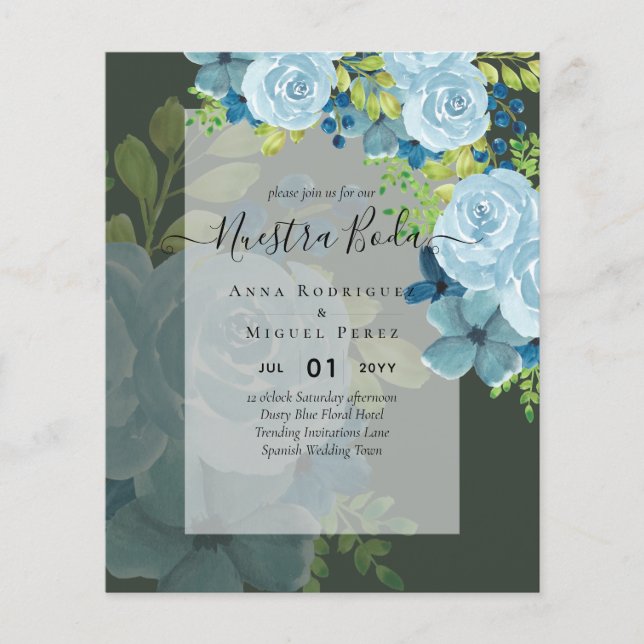 Flyer NOSSO CASAMENTO Dusty Blue Floral ORÇAMENTO (Frente)