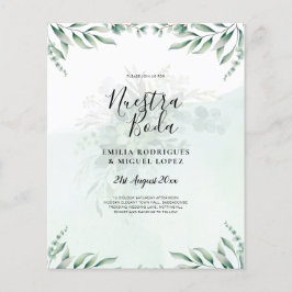 Flyer NOSSO CASAMENTO Folhagem Espanhol CONVITE DE CASAM