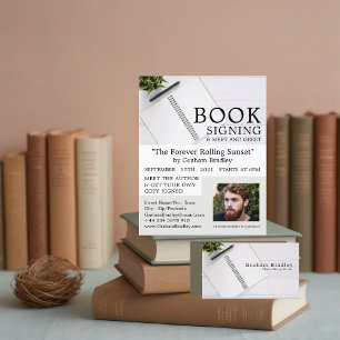 Flyer Notebook e Caneta, Livros de Escritores Assinando 