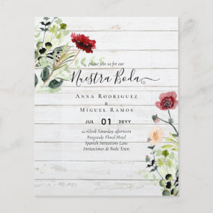 Flyer Núcleo de orçamento BODA Burgundy Wildflower Inv
