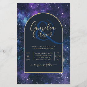 Flyer NUDGET Starry Night Purple Blue Convite de casamen