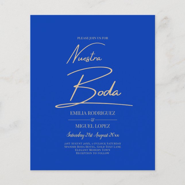 Flyer NUESTRA BODA Blue Monocrome Weding NVITE (Frente)