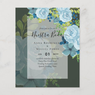 Flyer NUESTRA BODA DROMY Blue Floral BUDG