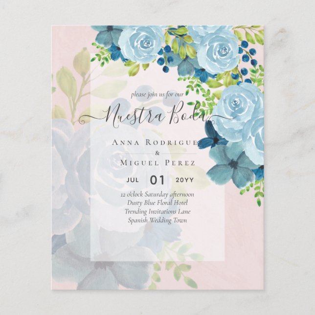 Flyer NUESTRA BODA DROMY Blue Floral BUDG (Frente)