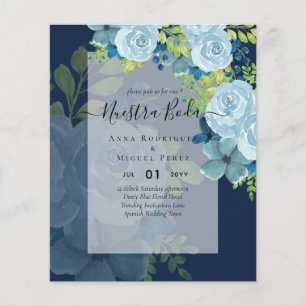 Flyer NUESTRA BODA DROMY Blue Floral BUDG