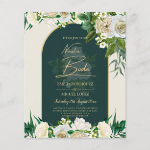 Flyer NUESTRA BODA Green Dourada White Roses Winter INVI
