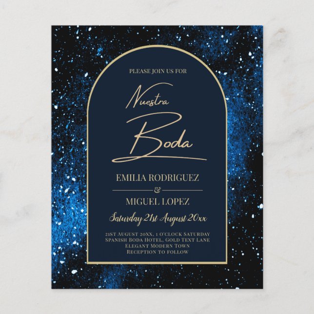 Flyer NUESTRA BODA Starry Night Marinho Blue Dourado INV (Frente)