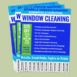 Flyer Números de telefone de limpeza de janela<br><div class="desc">Folheto de limpeza de janelas</div>
