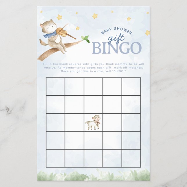 Flyer Nursery Rhyme Chá de fraldas Bingo Game (Frente)