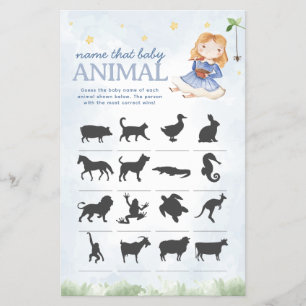 Flyer Nursery Rhyme dá o nome do jogo do Chá de fraldas