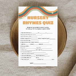 Flyer Nursery Rhymes Quiz Retro Chá de fraldas Groovy