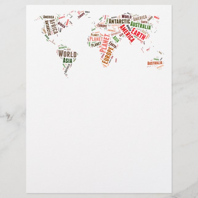 Flyer Nuvem de palavras do mapa mundial (Frente)
