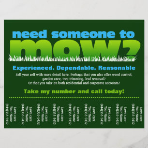 Flyer O cuidado do gramado sega o Landscaper da grama