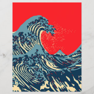 Flyer O Excelente Hokusai Wave em Estilo de Arte Esperan