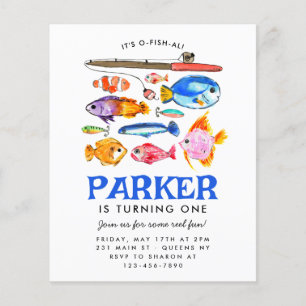 Flyer O-Fish-al-Reel Diversão Barata Foi Pescar Aniversá