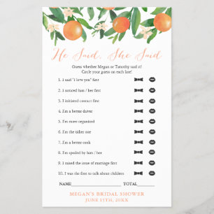 Flyer O jogo do chá de casamento do Co-ed, quem disse-o