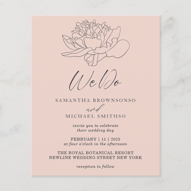 Flyer O Pastel Rosa Dandelion Orçamento Botânico Que Faz (Frente)