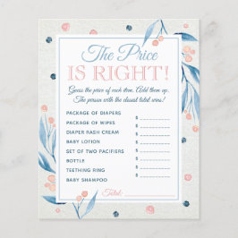 Flyer O Preço É O Jogo Certo, Chá de fraldas, Azul, Rosa
