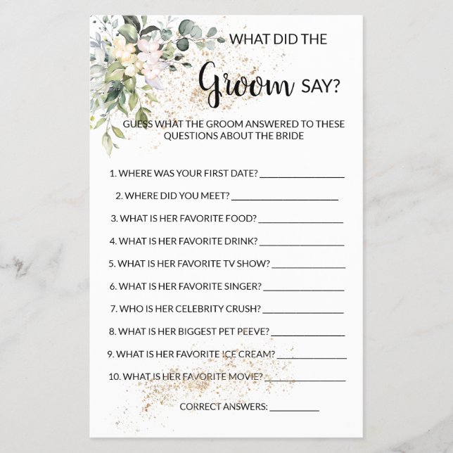 Flyer O que o noivo diz jogo de ervas e verdes (Frente)