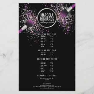 Flyer O roxo e a prata coram maquilhador dos confetes