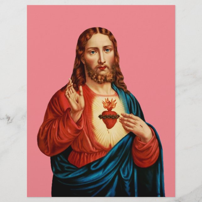 Flyer O Sagrado Coração de Jesus Retrato de Arte Fina (Frente)