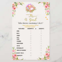 O tema da Flor rosa e Dourada é um chá de fraldas