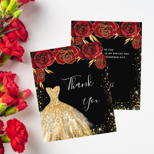 Flyer Obrigado de aniversário de um vestido vermelho pre