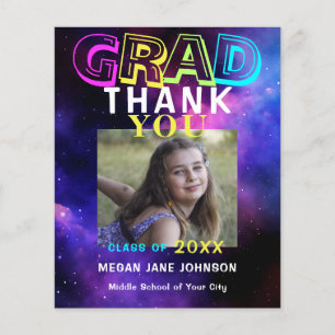 Flyer Obrigado pela formatura no ensino fundamental com 