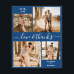 Flyer Obrigados e amor do orçamento Casamento de colagem<br><div class="desc">Marinho elegante, moderno e minimalista e mão branca escreveu 4 foto colagem personalizada obrigado de casamento que você personalizou barato com baixo orçamento da THIN. ***POR FAVOR, REMOVA PARA BAIXO PARA OBTER MAIS INFORMAÇÕES!*** Na moda modelo de cartões de agradecimentos de casamento com quatro (4) fotos na frente e uma...</div>