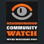 Flyer Observando Olhos, Alerta de Vizinhança<br><div class="desc">Olhando Olhos,  Cartaz de Advertência da Comunidade de Vizinhança pela Loja de Cartão de visita.</div>