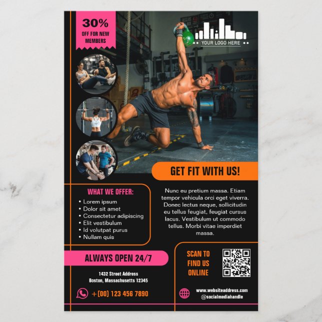 Flyer Oferta de especial cor-de-rosa-quente laranja Mark (Frente)