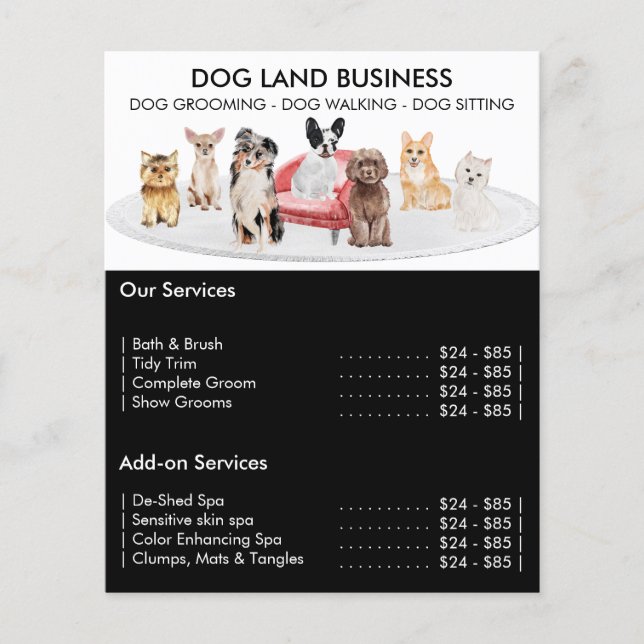 Flyer Oferta de serviço de pet groomer Sitter Walker da  (Frente)
