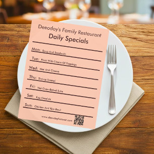 Flyer Oferta Diária do Restaurante com Código QR Pêssego