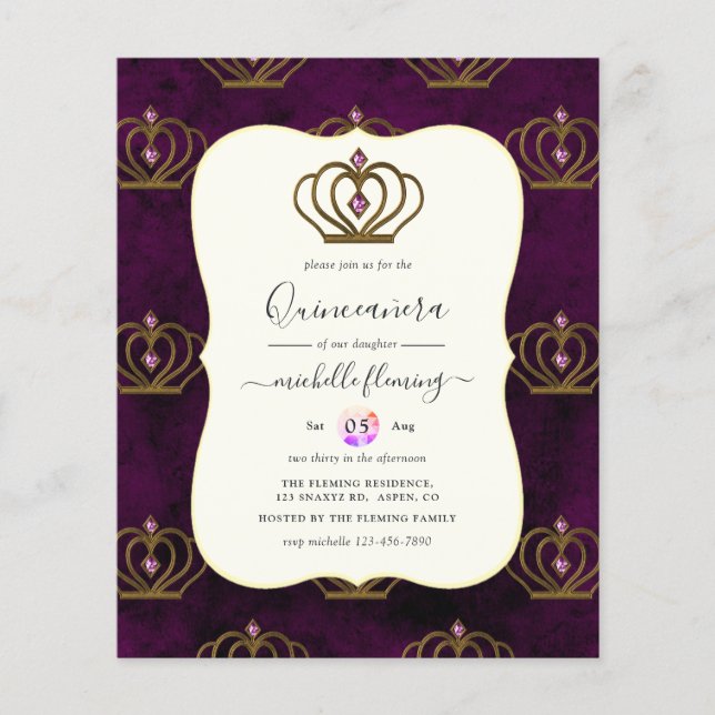 Flyer Old Gold Elegance Quinceañera (Frente)