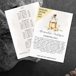 Flyer Óleos Essenciais Naturais de Camomila Floral Aquar