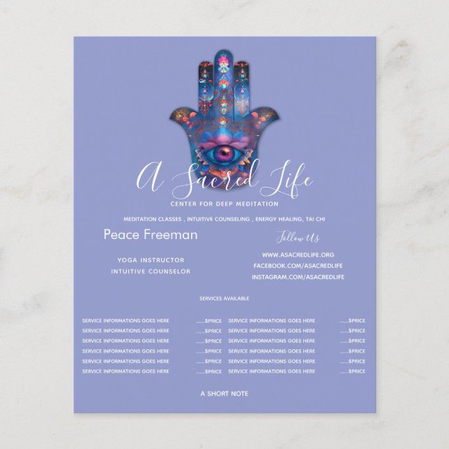 Flyer Olho da Iluminação | Design da Mão de Hamsa (Frente)