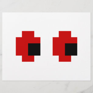 Flyer Olhos Vermelhos Brancos de 8 Bits