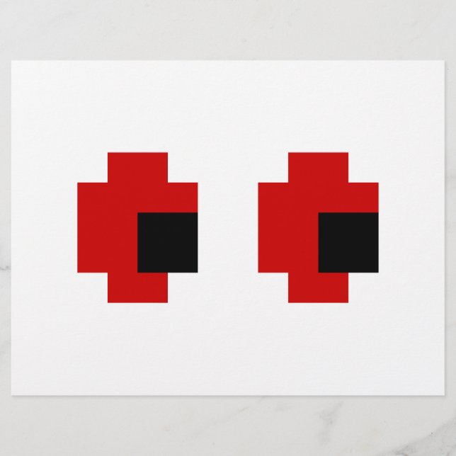 Flyer Olhos Vermelhos Brancos de 8 Bits (Frente)