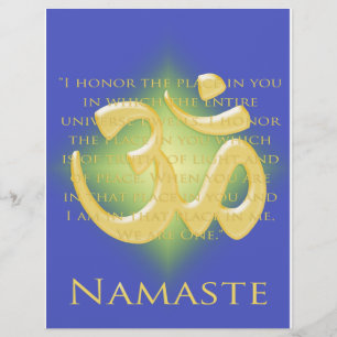 Flyer Om em Azul e Dourado - Namaste