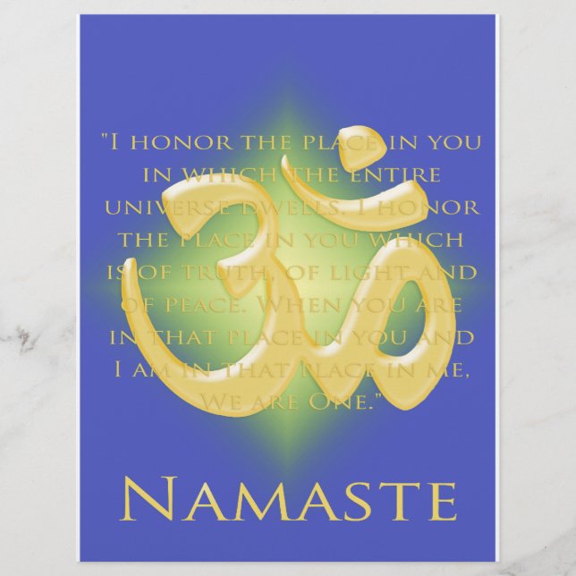 Flyer Om em Azul e Dourado - Namaste (Frente)