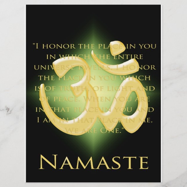 Flyer Om em Preto e Dourado - Namaste (Frente)