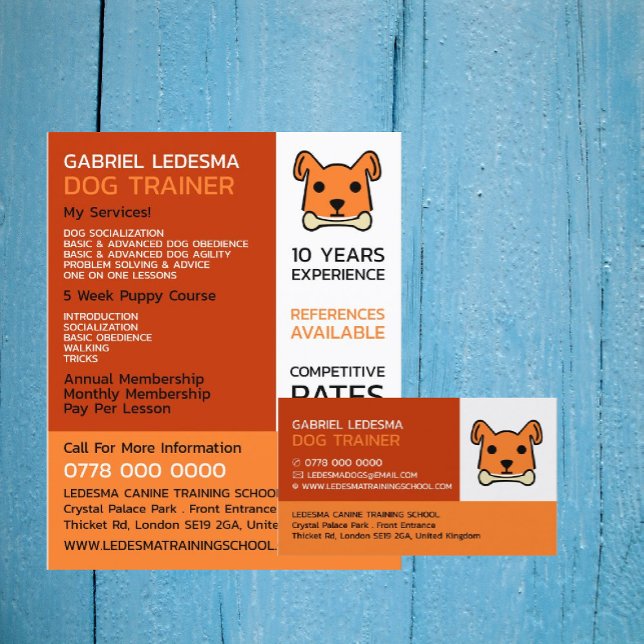 Flyer Orange Dog, Publicidade para Treinador de Cães (Criador carregado)