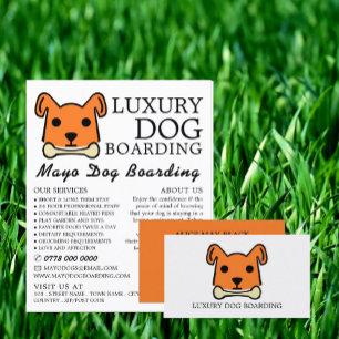 Flyer Orange Dog with Bone, Dog Boarding, Advertising