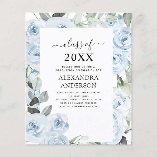 Flyer Orçamento 2023 Graduação Azul Dusty Greenery Flora (Frente)