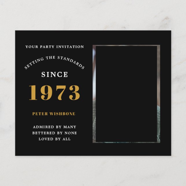 Flyer Orçamento 50º Convite de Aniversário de 1973 Nome  (Frente)