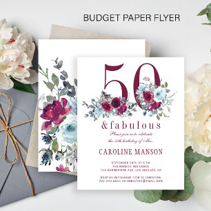Flyer Orçamento 50 e convite de aniversário floral fabul