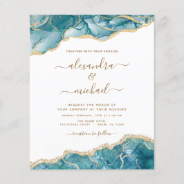 Flyer Orçamento Ágata Turquesa Dourado Casamento