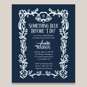 Flyer Orçamento Algo Azul Floral Vintage Chá de Noiva