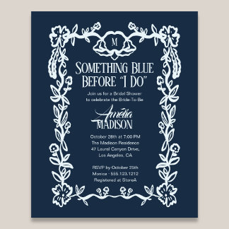 Flyer Orçamento Algo Azul Floral Vintage Chá de Noiva